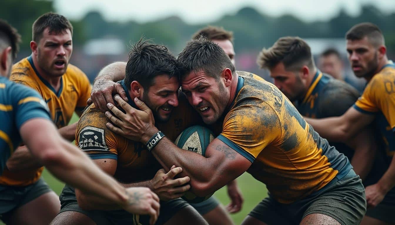 découvrez comment la percussion collective encadrée lors de la mêlée fermée renforce la cohésion et l'esprit d'équipe dans le rugby amateur.