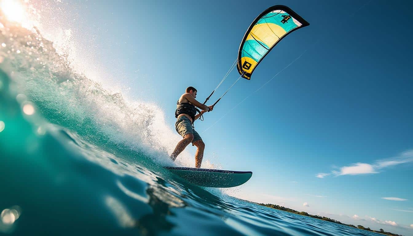 découvrez la puissance de la traction grâce à une voile aérodynamique sur l'eau qui propulse le kitesurf aile pour des sensations uniques et une glisse optimale.