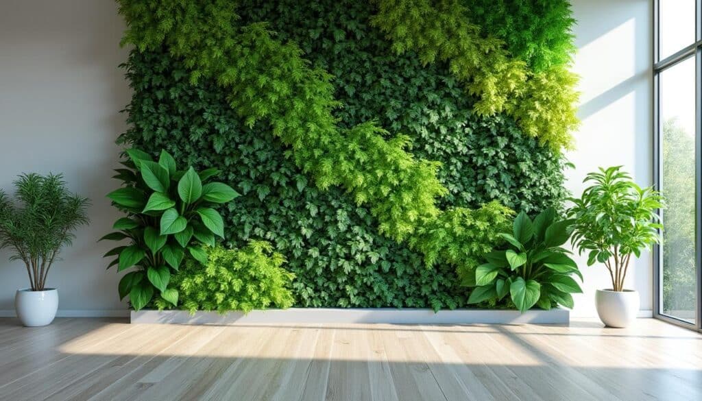découvrez comment un mur végétal absorbe les polluants atmosphériques intérieurs pour purifier l'air et assainir votre espace de vie naturellement.