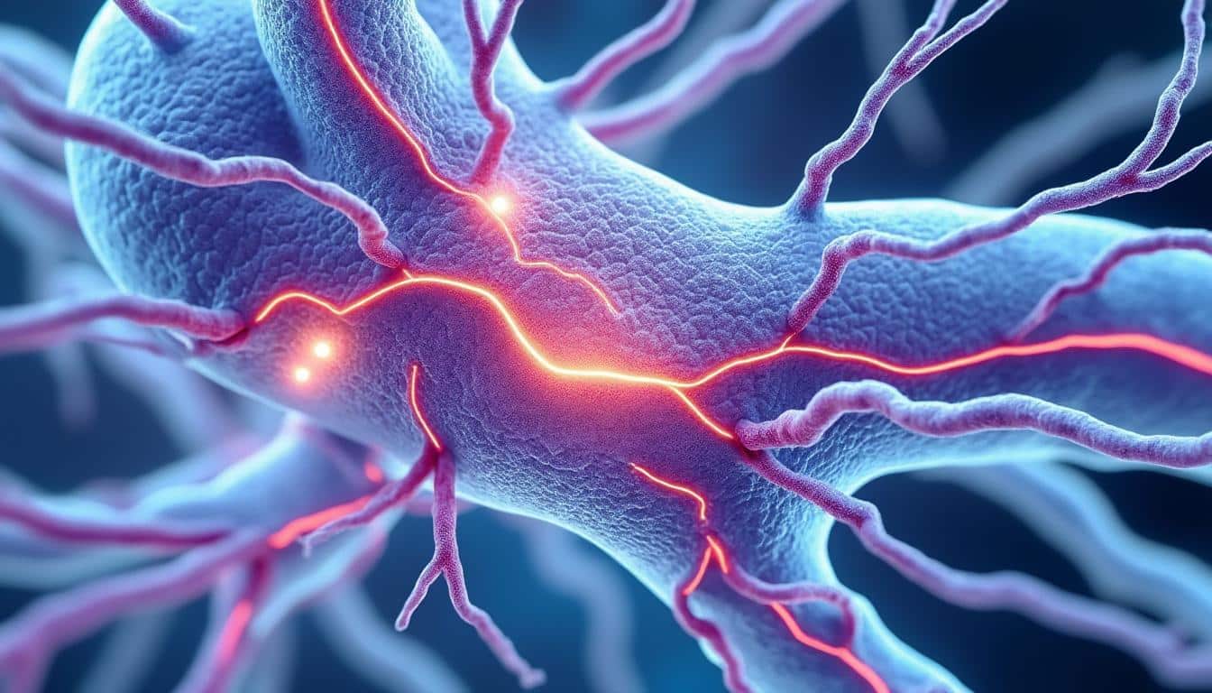 découvrez comment l'hyperglycémie chronique entraîne l'altération des nerfs périphériques, menant à la neuropathie diabétique, une complication fréquente et grave du diabète.