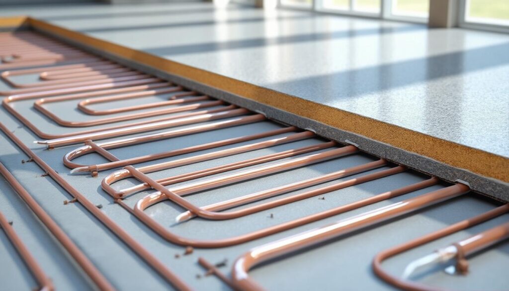 découvrez l'importance de la chape fluide pour un enrobage parfait des tuyaux du plancher chauffant, assurant une chaleur homogène et une efficacité optimale.
