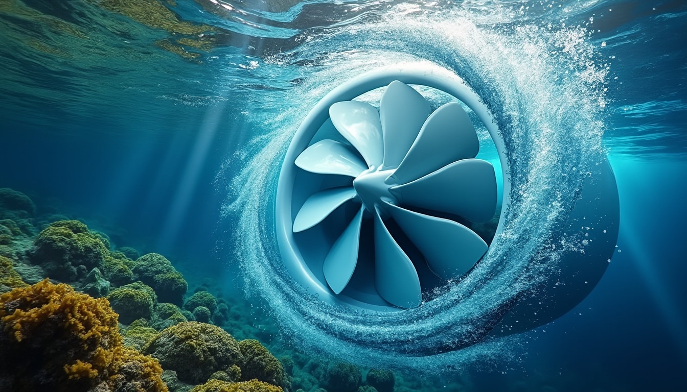 découvrez comment la conversion de l'énergie cinétique des marées océaniques alimente efficacement la turbine hydrolienne pour produire une énergie renouvelable et durable.