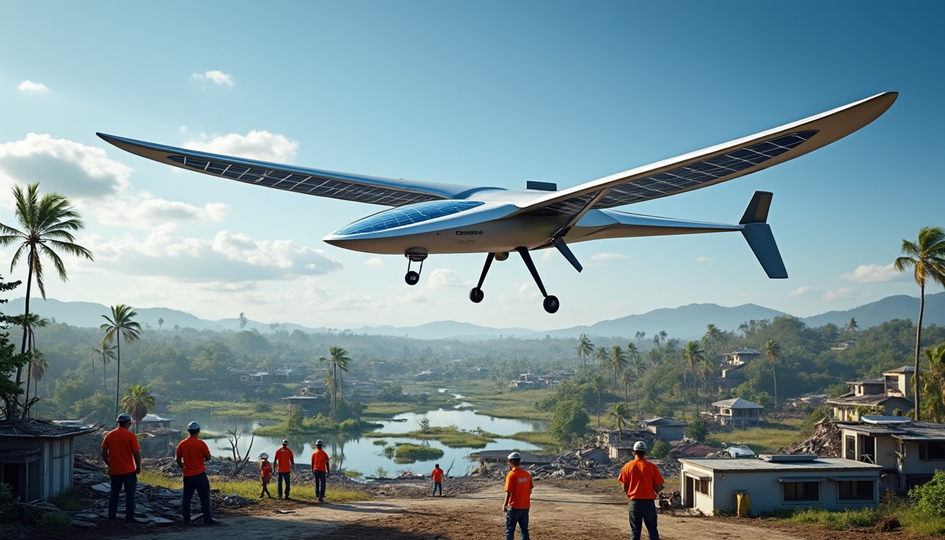découvrez comment le drone solaire assure une couverture réseau ininterrompue dans les zones sinistrées, facilitant les communications d'urgence et le rétablissement rapide.
