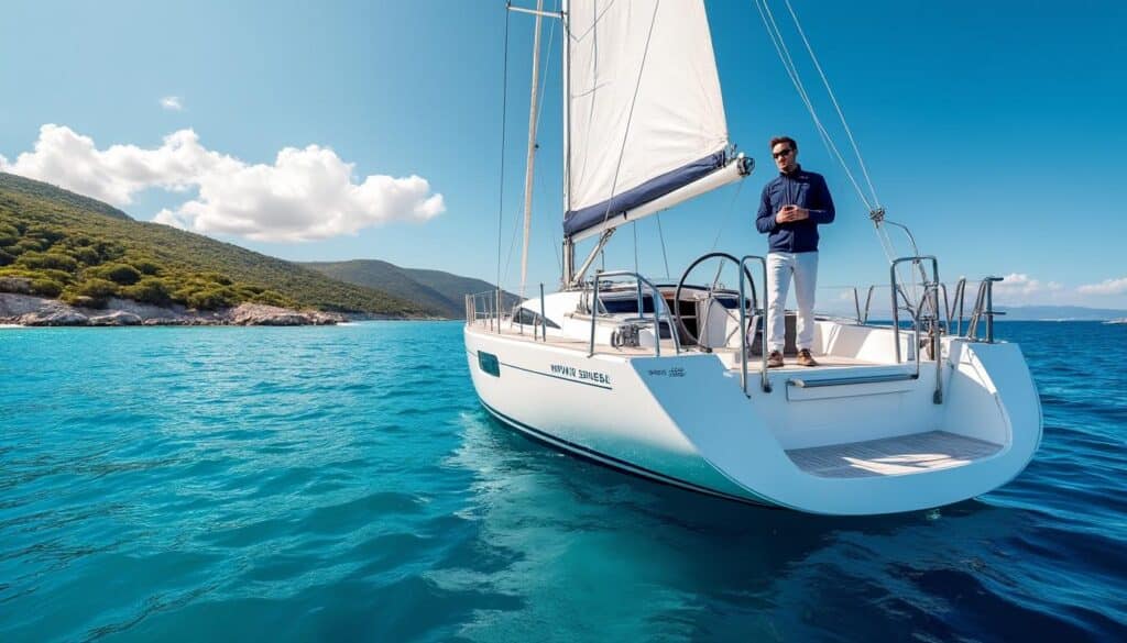 louez un monocoque spacieux avec un skipper professionnel pour une croisière à la voile en toute sécurité et sérénité.