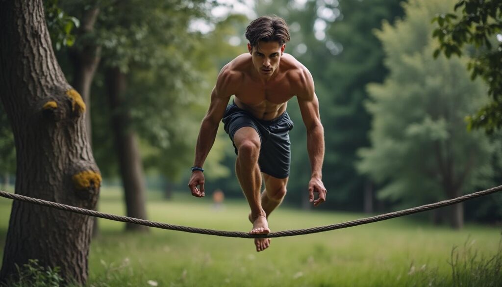 découvrez la marche funambule sur slackline, une activité qui développe concentration et équilibre en marchant sur une sangle tendue.