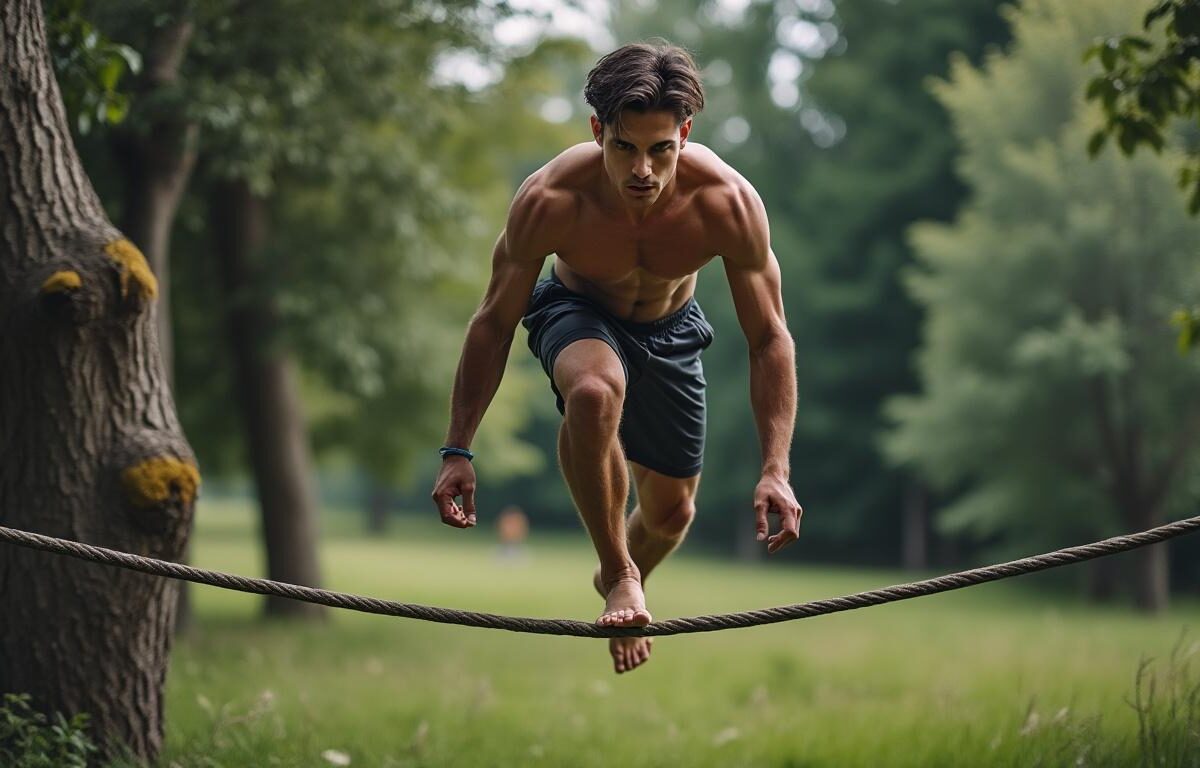 découvrez la marche funambule sur slackline, une activité qui développe concentration et équilibre en marchant sur une sangle tendue.