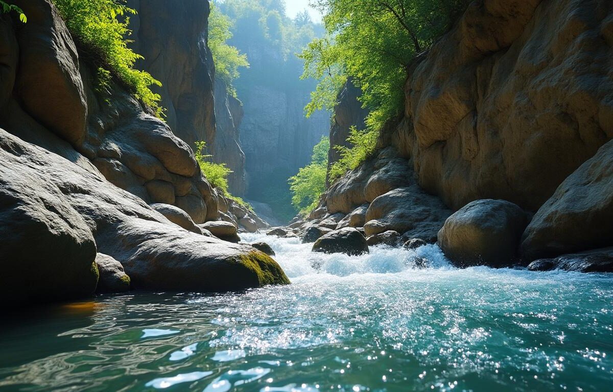 découvrez comment la progression aquatique le long du lit d'un cours d'eau influence la pratique du canyoning et ses techniques de descente.