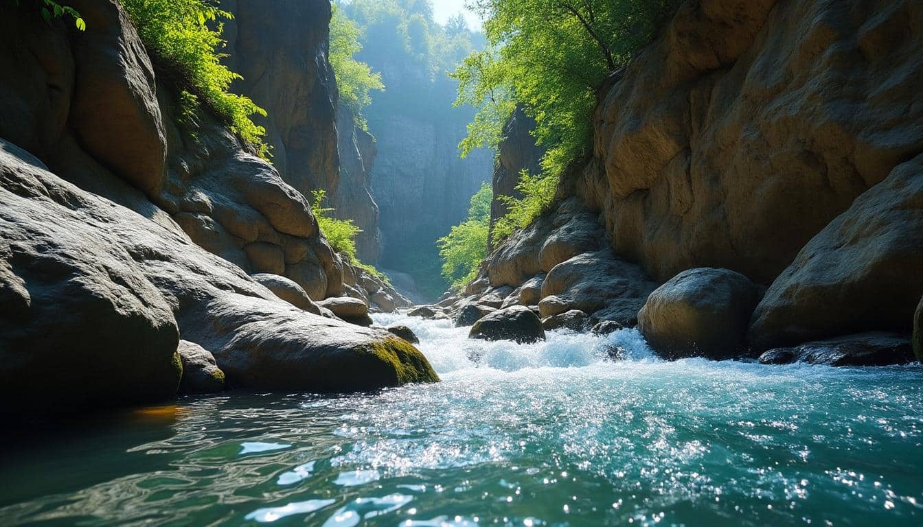 découvrez comment la progression aquatique le long du lit d'un cours d'eau influence la pratique du canyoning et ses techniques de descente.