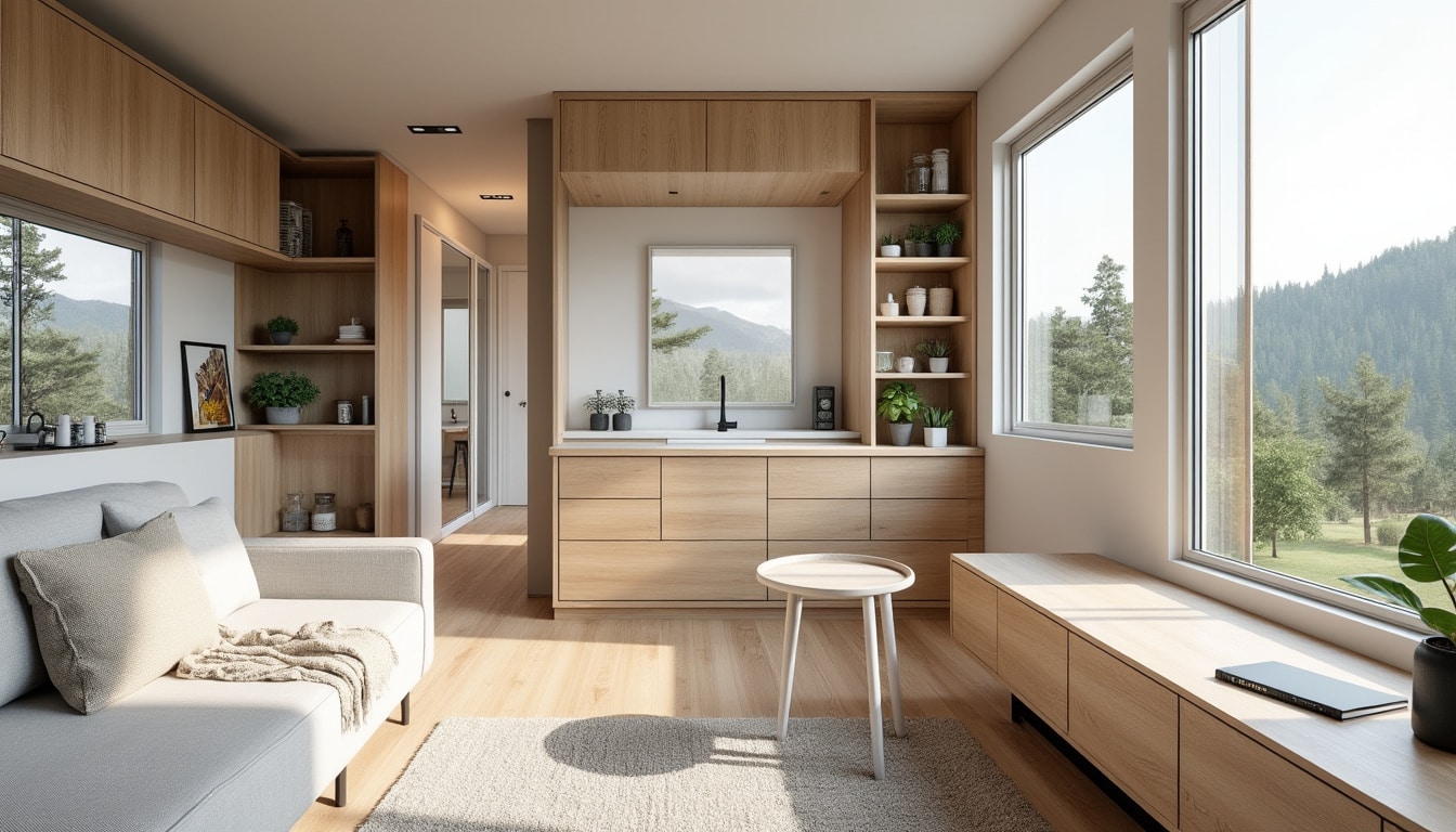 découvrez comment le minimalisme de l'ameublement intégré sur mesure optimise l'espace et le design dans une tiny house, alliant fonctionnalité et esthétique.