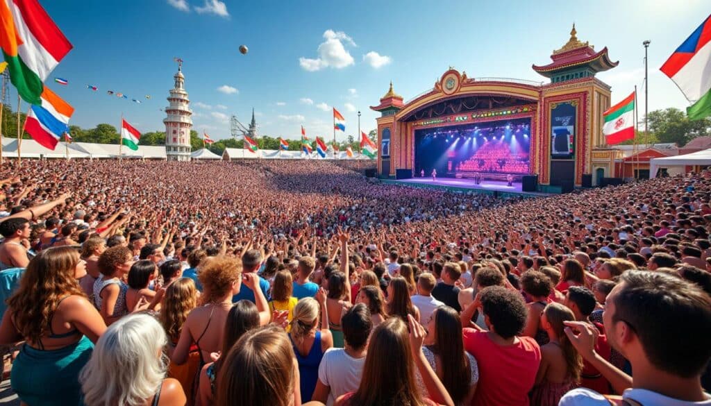 découvrez le festival international animé par un rassemblement culturel vibrant, où des milliers de spectateurs étrangers viennent célébrer la diversité et le partage artistique.